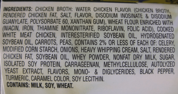 Food ingredient list 